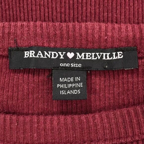 Brandy Melville Maroon Short Sleeve Ribbed Bodycon Mini T-Shirt Dress / OS - Picture 6 of 6